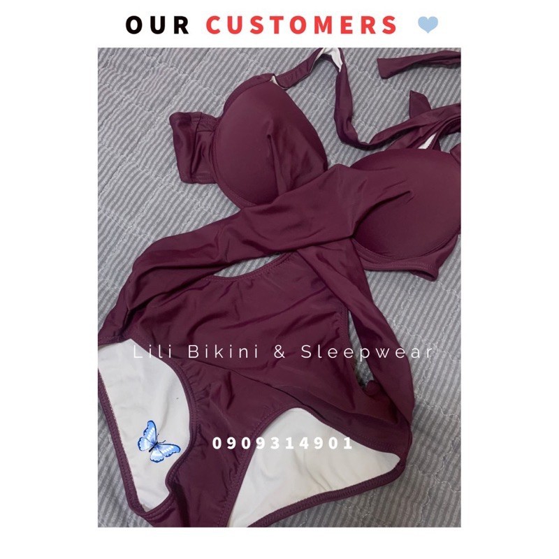 Có sẵn - Bikini bán chạy tại Hàn quốc màu tím sẫm, đen tôn dáng sexy, màu tôn da một mảnh đồ bơi  ྇