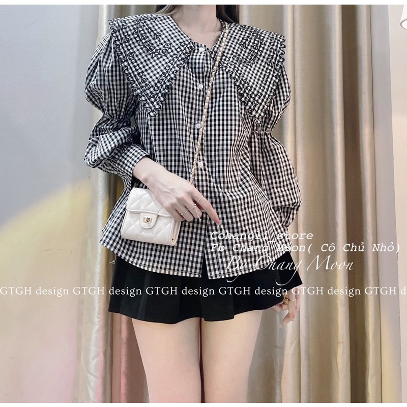Set chân váy kèm áo sơ mi 𝓣.𝓥𝓞𝓖𝓤𝓔 mặc đi chơi đi làm tách set vẫn xinh