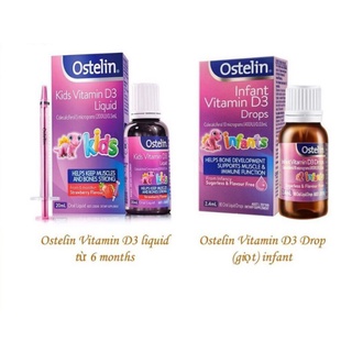 Vitamin d3 ostelin, d3 drops ostelin 2.4ml, d3 liquid ostelin 20ml bổ sung vitamin d3 cho bé từ sơ sinh