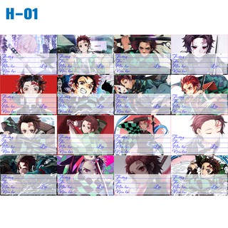 Nhãn vở anime Kimetsu No Yaiba ( 1 set 16 nhãn vở giá 10k)