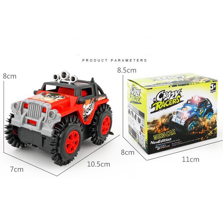  Mô hình xe ô tô địa hình Crazy Racers (CHẠY PIN ) có bánh răng cao su cho bé xoay 180 độ