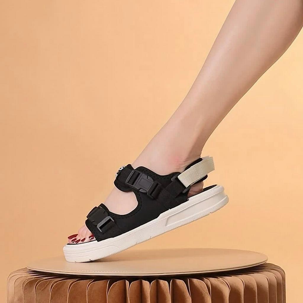 Giày Sandal Nữ MWC 2825 - Sandal Nữ Quai Ngang Đế Bằng  Cá Tính
