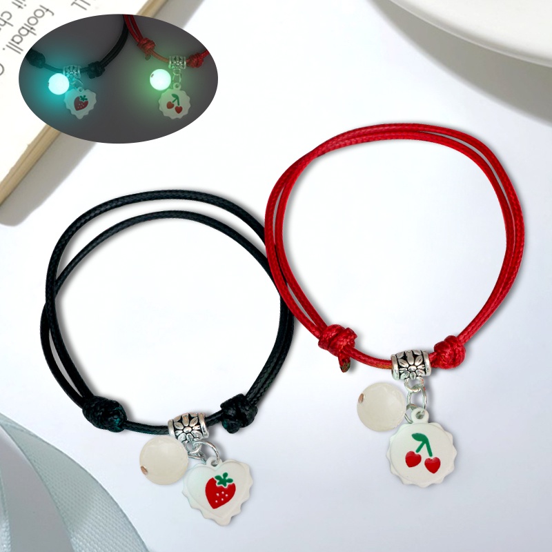 Bộ 2 Vòng Tay Dạ Quang Họa Tiết Trăng Sao Trái Tim Có Thể Điều Chỉnh Thời Trang Cho Cặp Đôi timetunnel