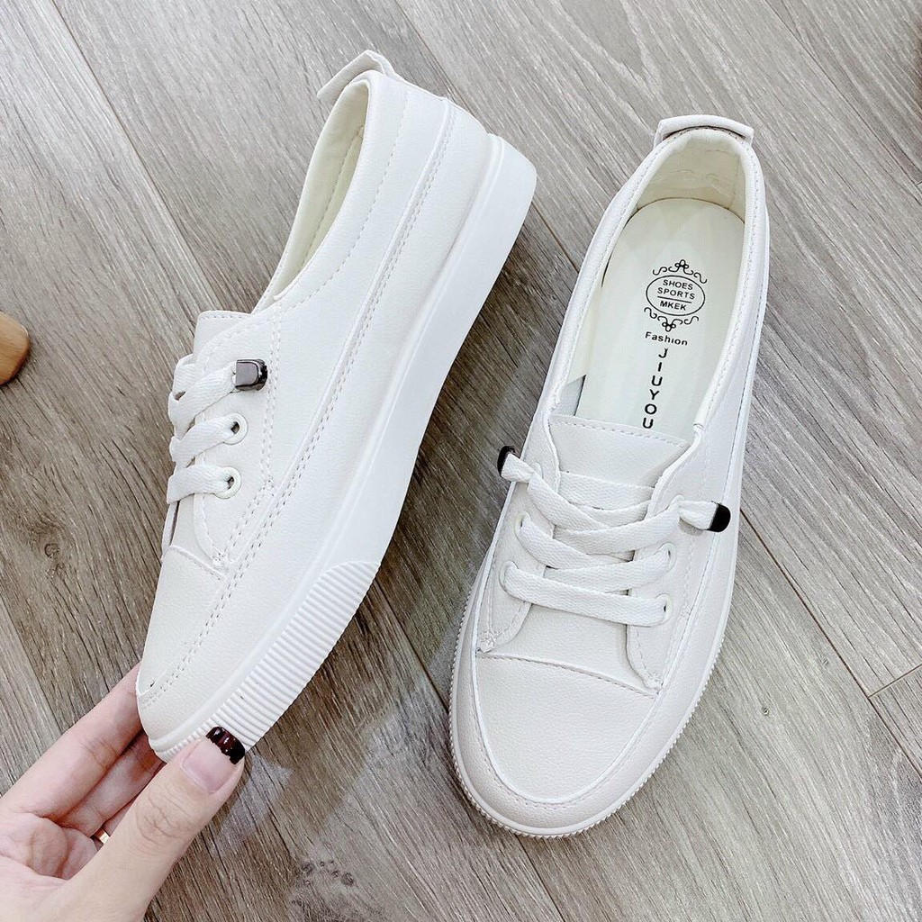 giày bệt slipon dây chun kem