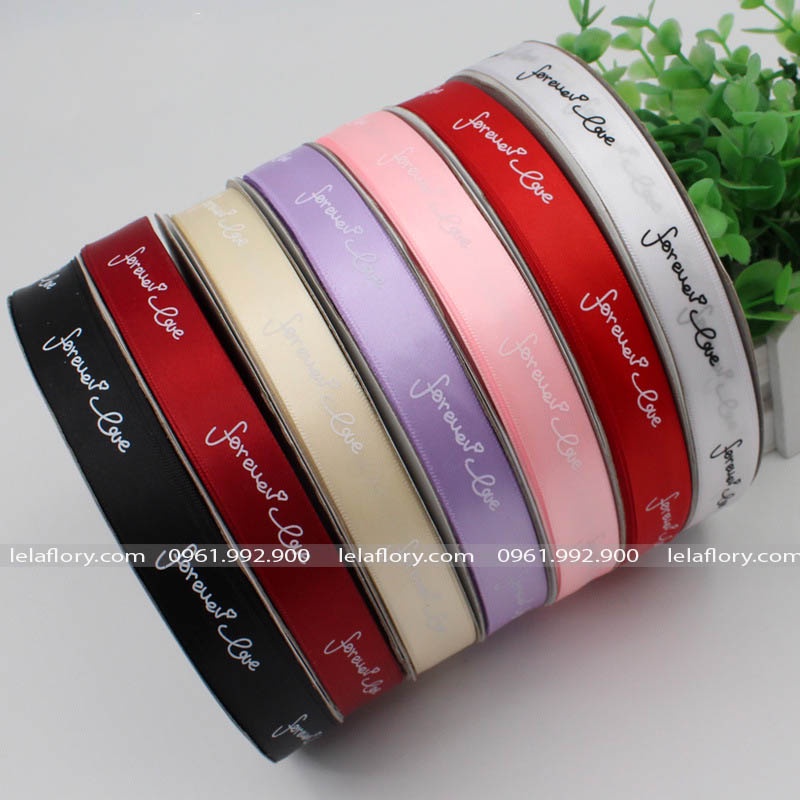 Ruy băng lụa Forever Love bản 2,5cm làm nơ đẹp - RUY0037