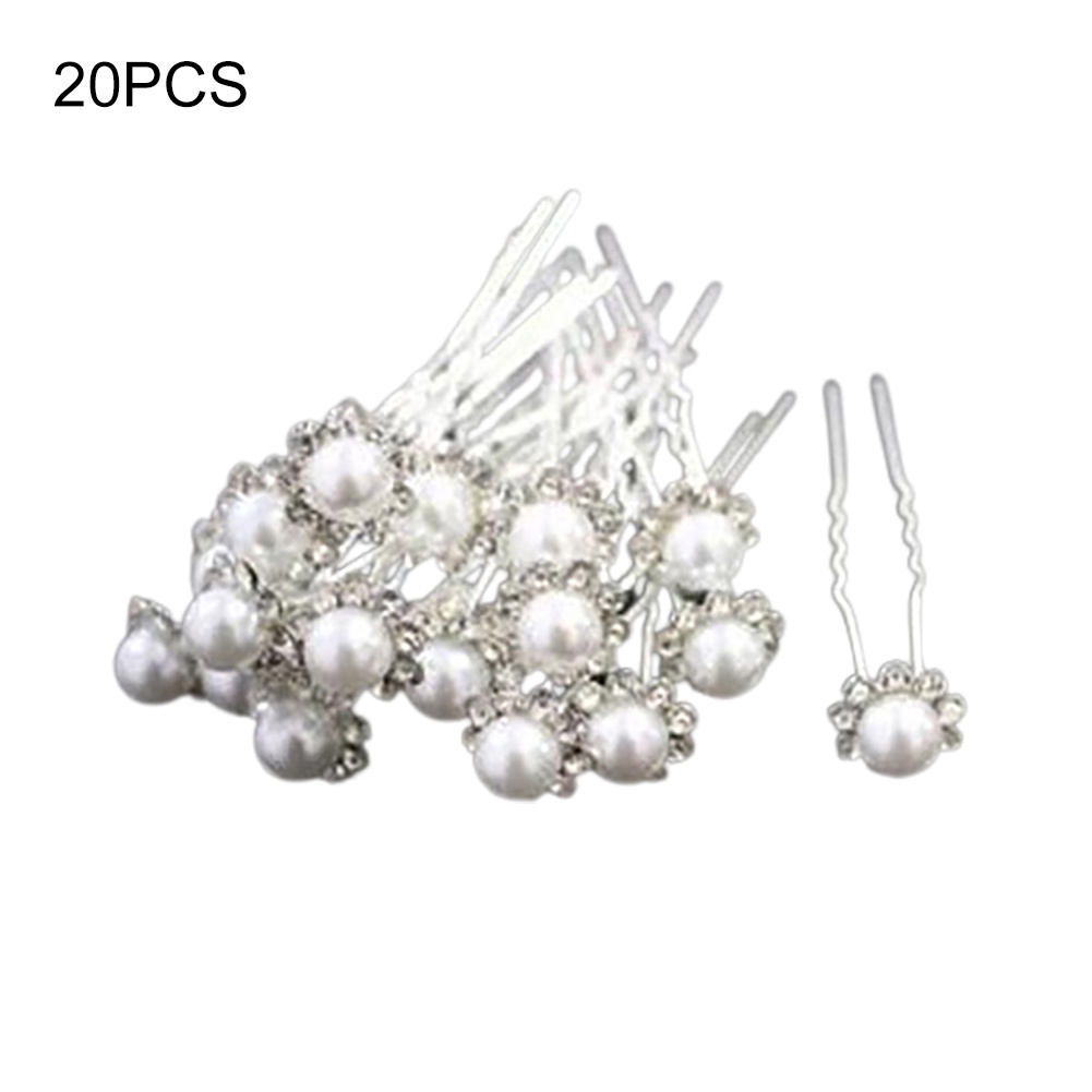 Set 20 trâm cài tóc đính đá và ngọc trai giả thời trang thanh lịch cho nữ
