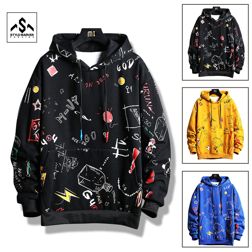 Bộ quần áo nam nữ STYLE MARVEN áo hoodie họa tiết phối quần jogger siêu ngầu - SET GHEP TOP 173 + JOGGER 75