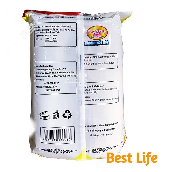 Đường thốt nốt Tân Dương gói 1kg dạng viên nhỏ dễ dàng sử dụng