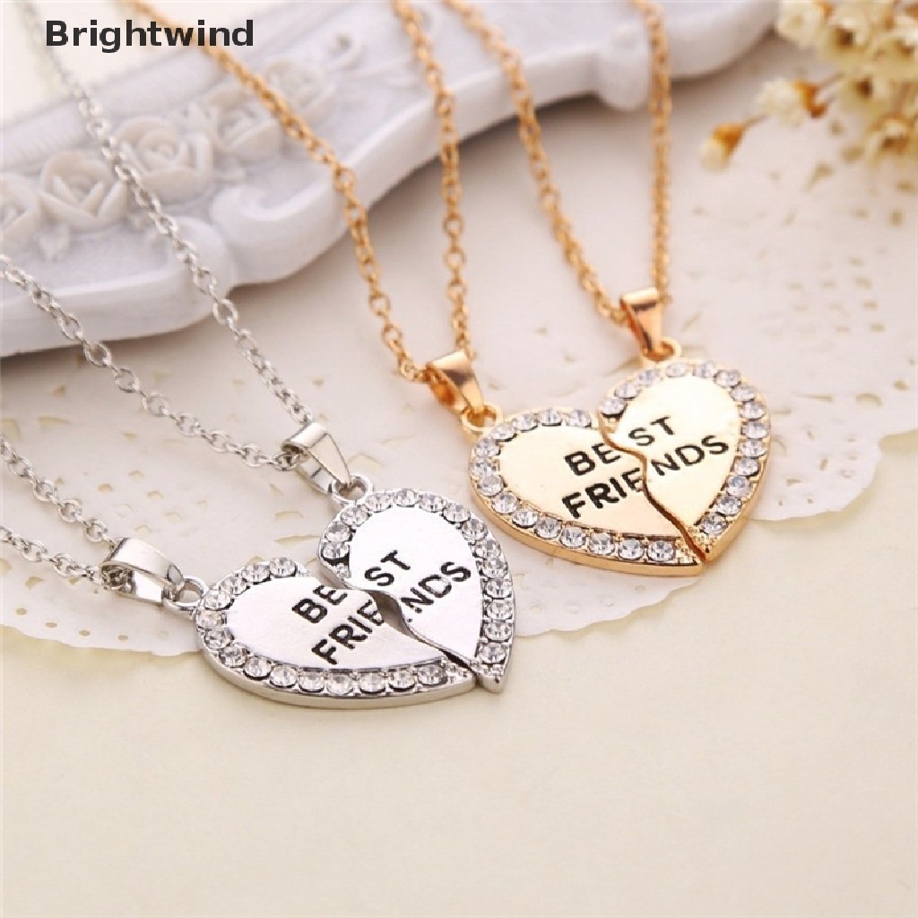 [Brightwind] BFF Necklace Women Crystal Heart Pendant Best Friend Letter Necklace Fashion Cou Hot Sell