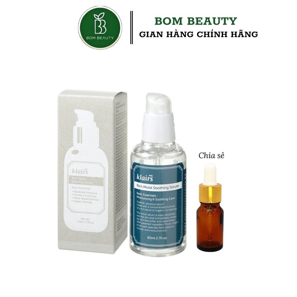 (#klairs) SERUM DƯỠNG ẨM MỀM MƯỢT VÀ SÁNG DA KLAIRS RICH MOISTURE SOOTHING SERUM 80ml