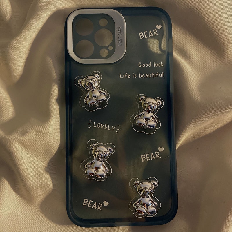 Ốp điện thoại silicon mềm trong suốt họa tiết gấu nhỏ 3D thích hợp cho IPhone 12 13 11 Pro Max X Xs Max Xr 78 Plus