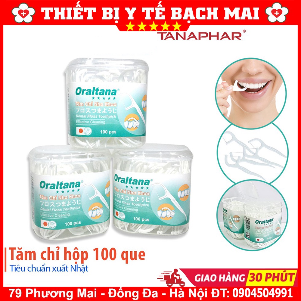 [Hộp 100 Cái] Tăm Chỉ Nha Khoa ORALTANA - Công Nghệ Nhật Bản