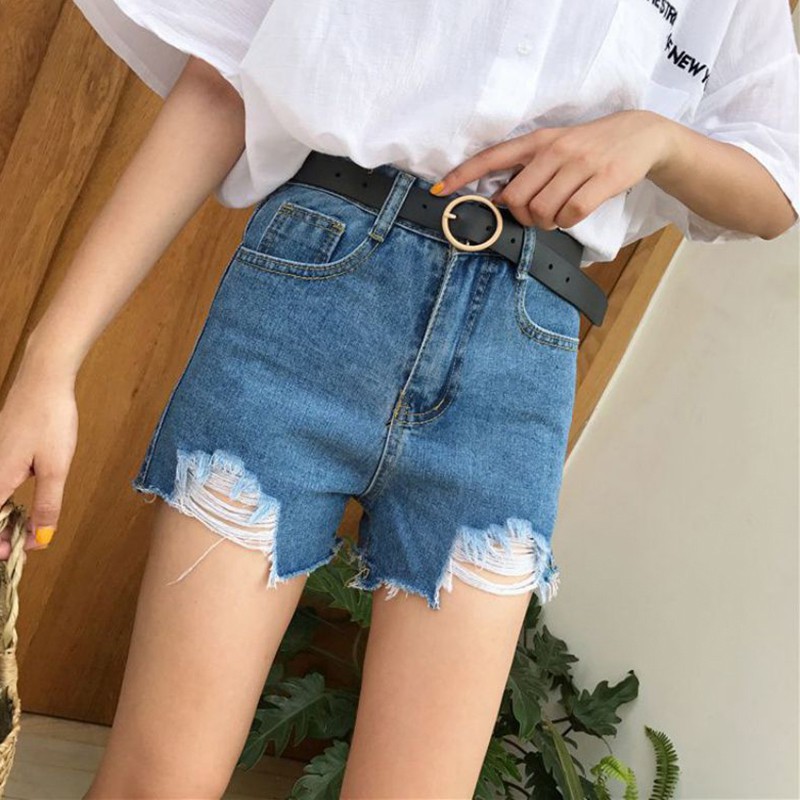 Quần Short Denim nữ ống rộng lưng cao