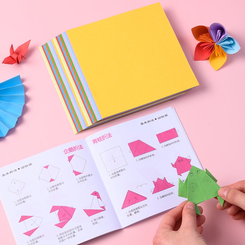 Bộ 200 Miếng Giấy Xếp Hình Origami Hình Vuông Nhiều Màu Sắc