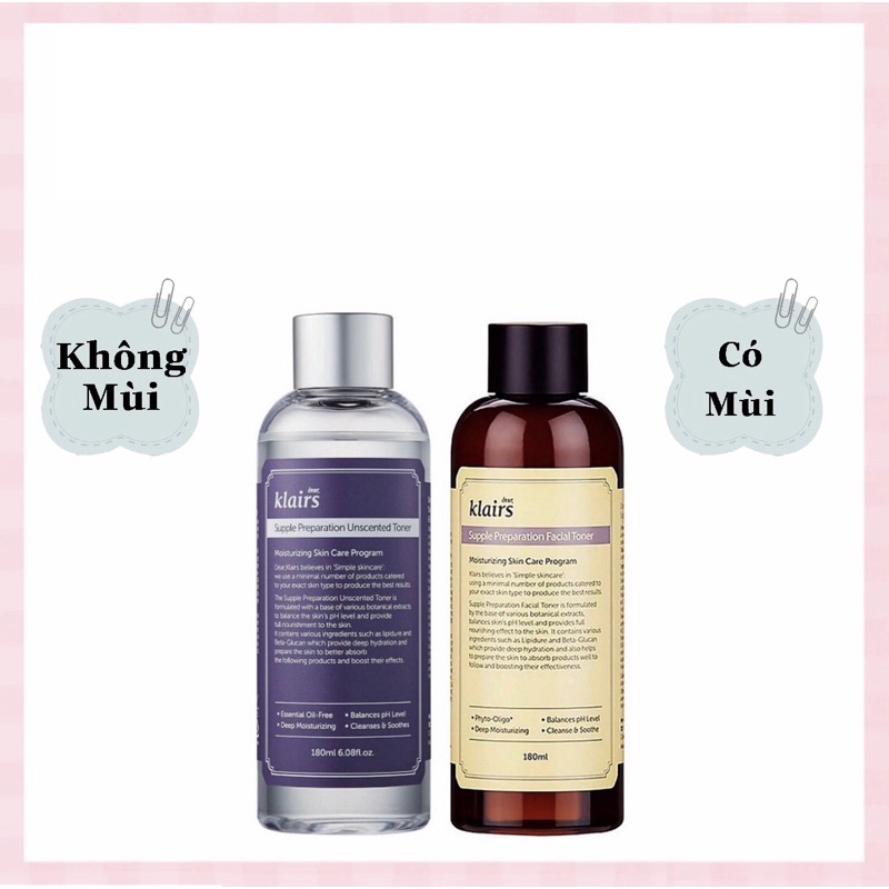 [Loại 180ml] Nước Hoa Hồng Klairs Supple Preparation Unscented/Facial Toner