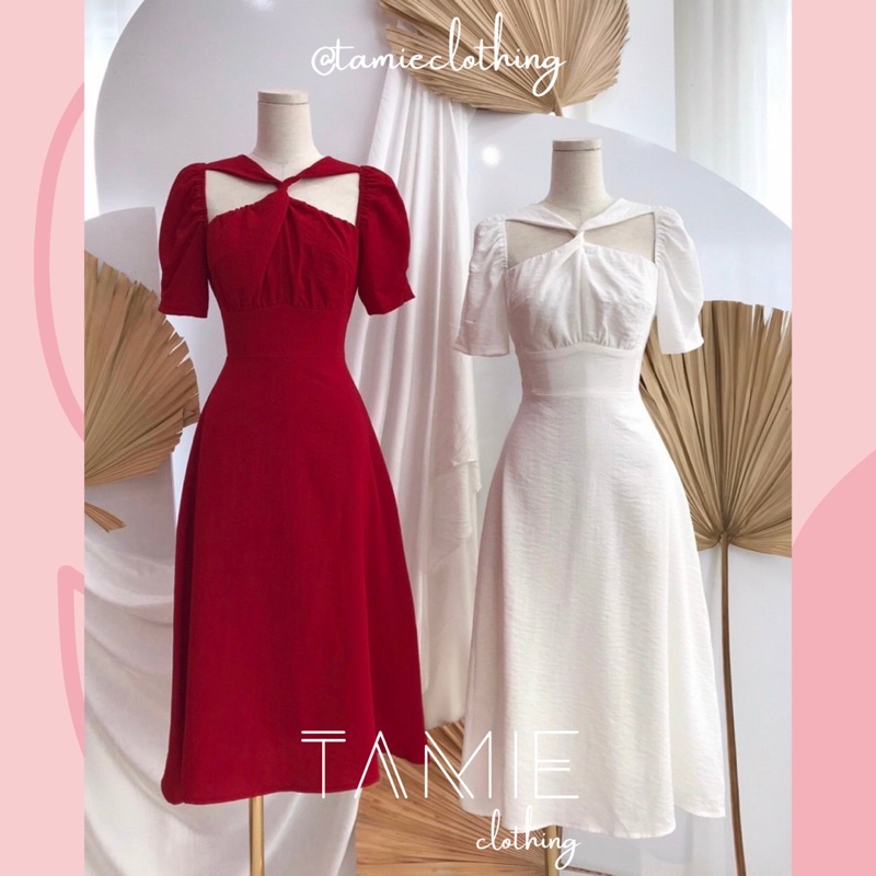 Đầm Xoè Xoắn Chéo BẠCH TUYẾT Cutout Khoét Ngực TAMIEclothing | BigBuy360 - bigbuy360.vn