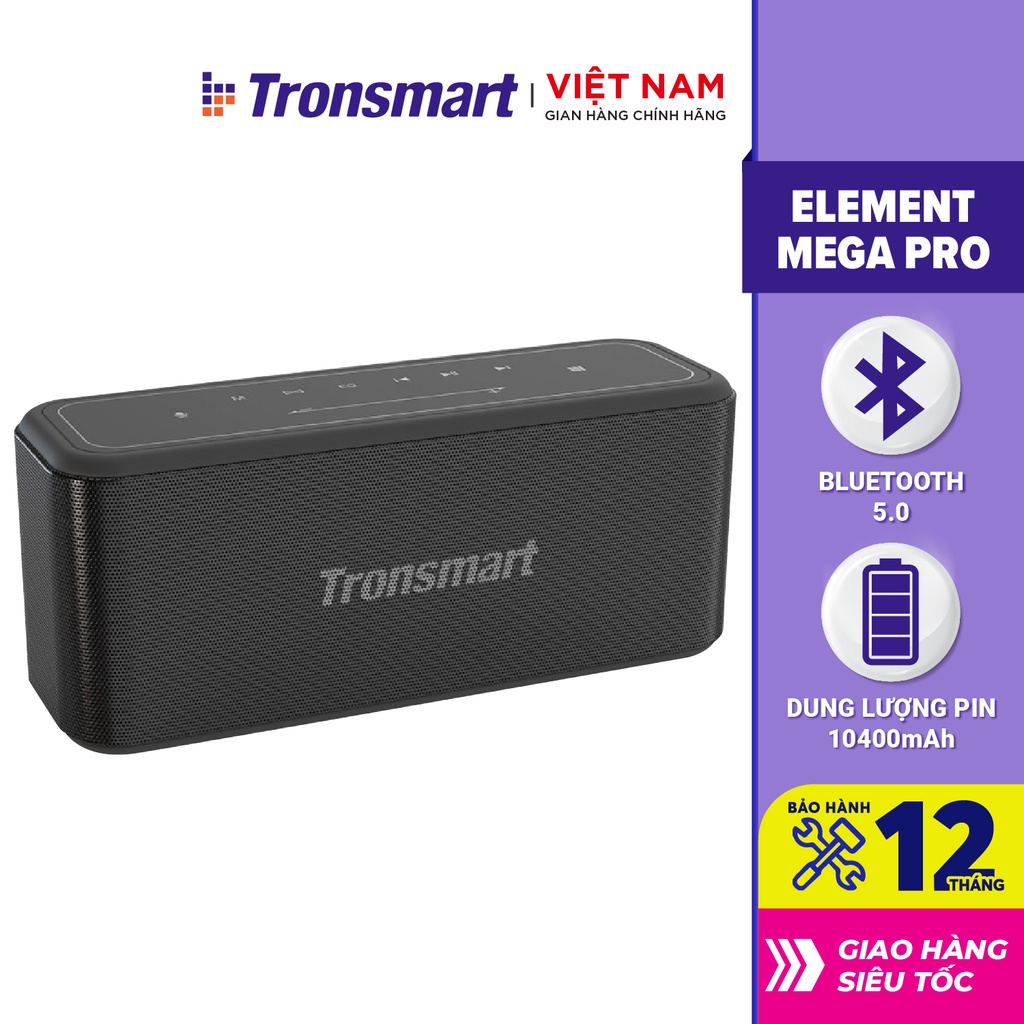 Loa Bluetooth 5.0 Tronsmart Element Mega Pro - 60W - Hỗ trợ TWS và NFC ghép đôi 2 loa - Hàng chính hãng - BH 12T 1 đổi 1