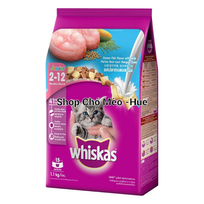 HẠT WHISKAS BAO 1KG2 MÈO LỚN VÀ MÈO CON