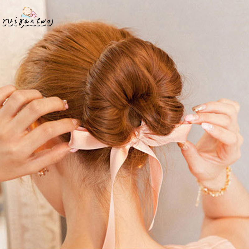 Dụng cụ búi tóc phối nơ ruy băng thời trang cho nữ