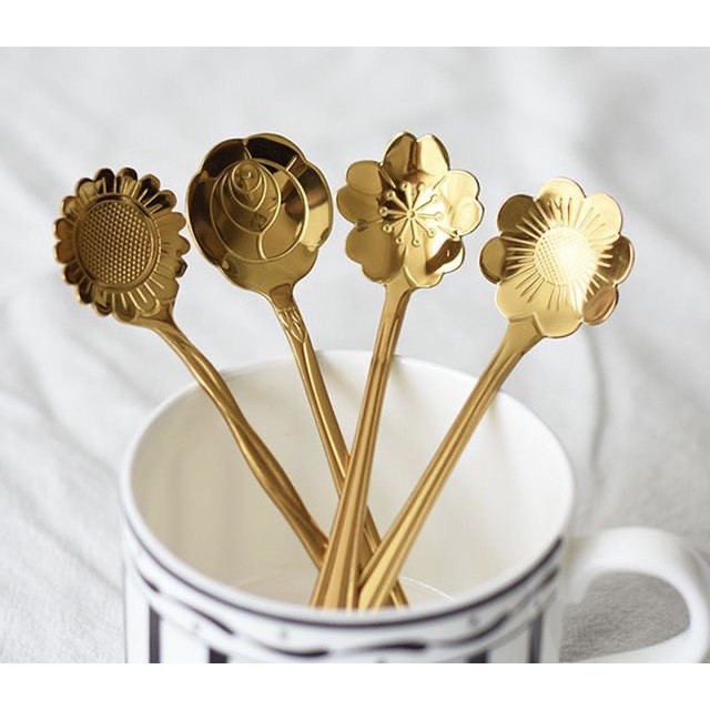 Muỗng, thìa cà phê inox vàng 13cm, 15cm