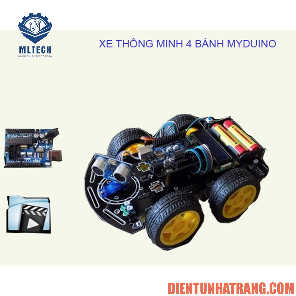 Bộ xe Robot thông minh Myduino 4 bánh lập trình trên 51/Arduino/stm32