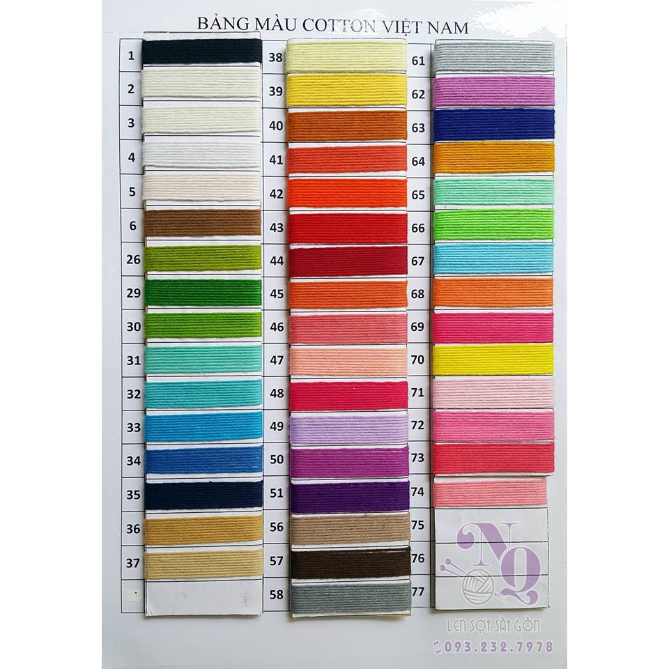 Bảng màu 3 Cotton Việt Nam 1mm
