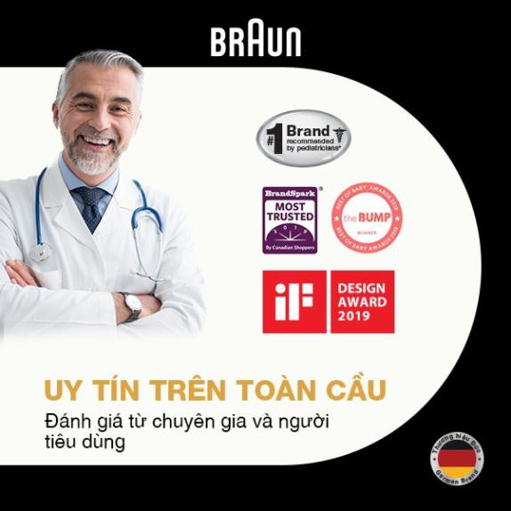 Nhiệt kế hồng ngoại đo trán Braun BNT400WE chuyên biệt cho từng độ tuổi