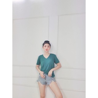 [Ảnh Thật] Áo thun cổ tim form rộng dáng basic chất thun cotton mịn