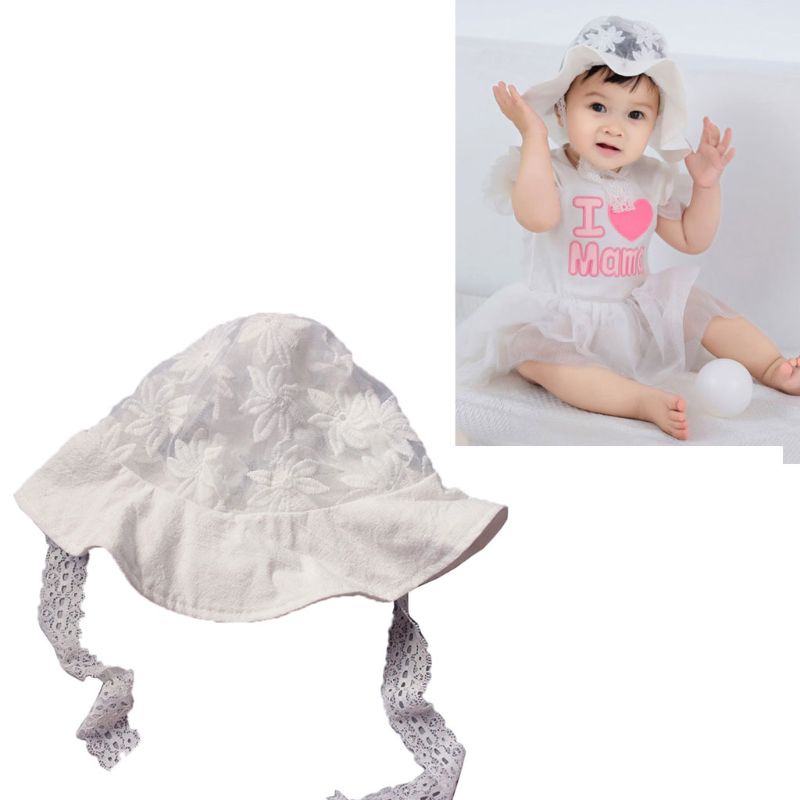 Haha Mũ Bonnet Ren Chống Nắng Làm Thủ Công Giáng Sinh Cho Bé Gái