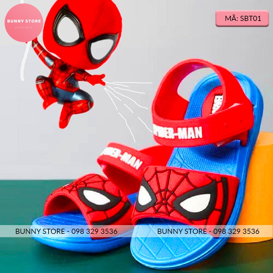 Giày sandal cho bé hình Spiderman cá tính đế mềm chống trượt size từ 14 đến 18cm BUNNY STORE BN04