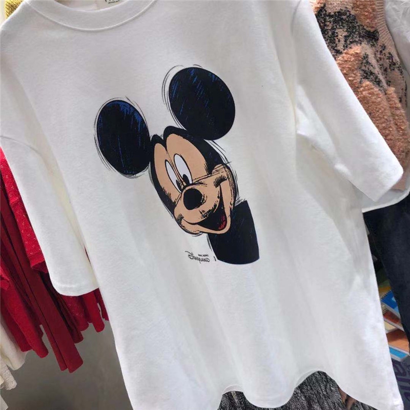 Áo thun tay ngắn in hình chuột Mickey thời trang phong cách Hàn Quốc