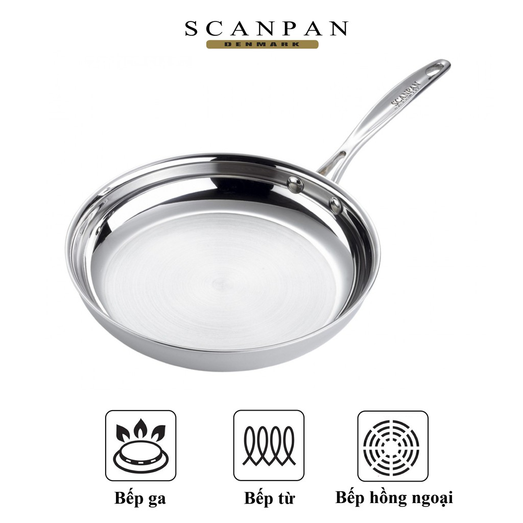 Chảo inox Scanpan Impact dùng bếp từ 28cm, thiết kế 3 lớp, dùng an toàn trong máy rửa bát - 71002800