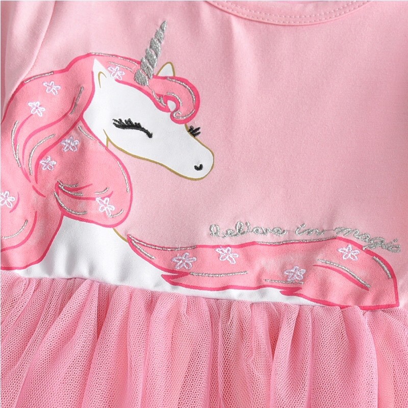 ĐẦM CHO BÉ GÁI CAYABE CÔNG CHÚA UNICORN/ PONY HỒNG NHẠT TAY DÀI (QUẦN ÁO TRẺ EM)