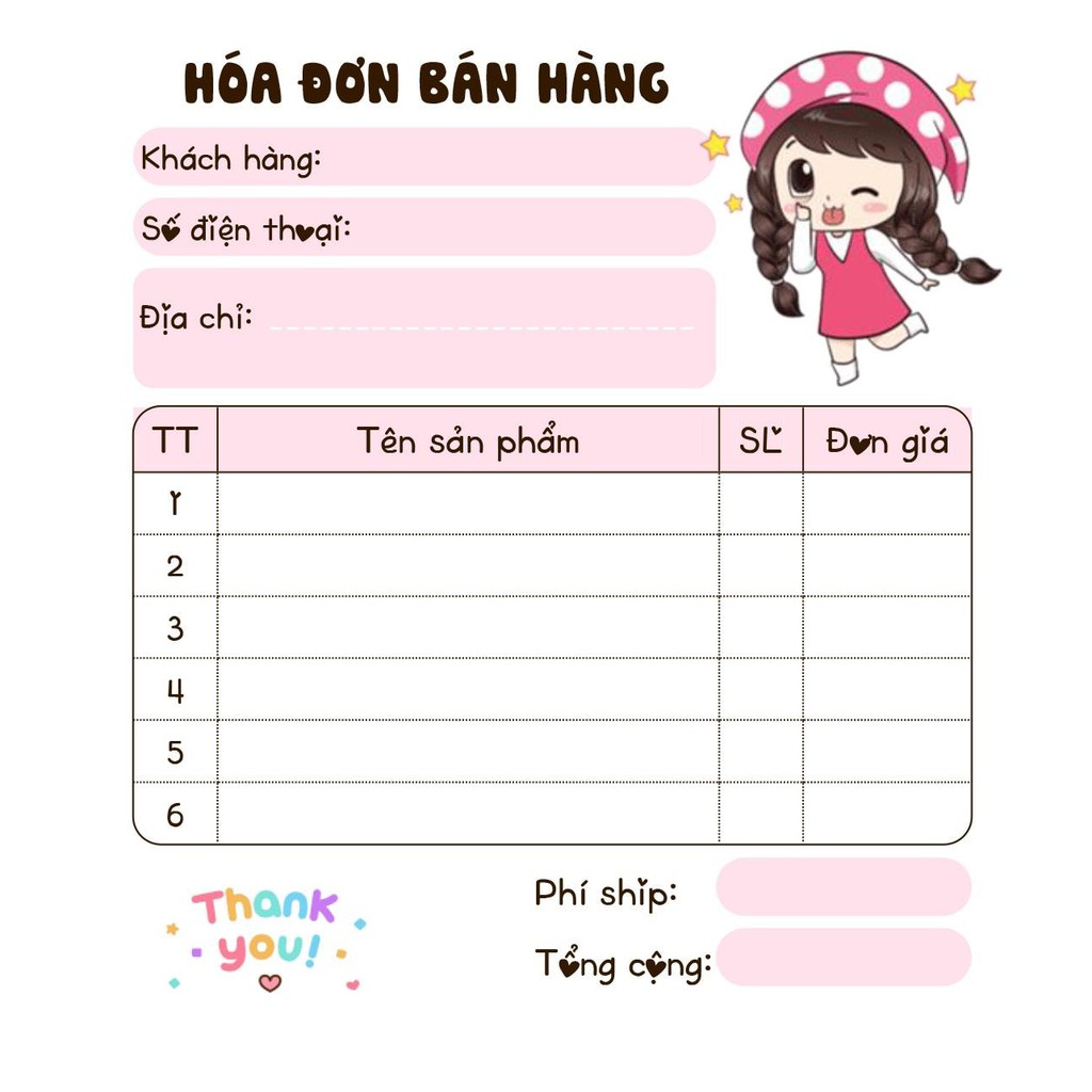 ❤️[MUA 10 TẶNG 1]Hóa đơn bán hàng mini 1 liên em bé chibi