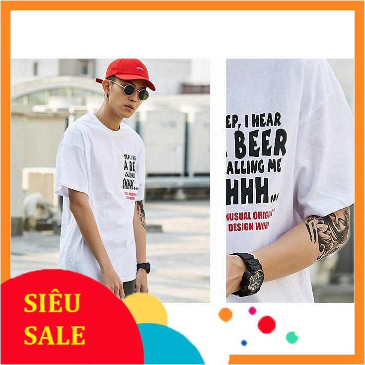 Áo Thun Cotton Tay Lỡ Dolla Trên Lưng Trắng