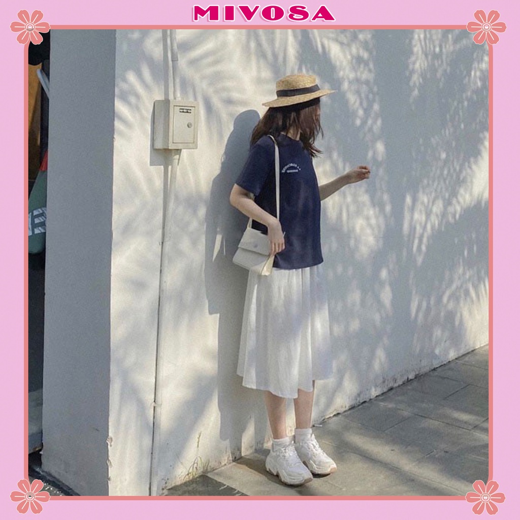 Chân váy đũi học sinh unisex chân váy xòe dáng dài ulzzang nữ MIVOSA CV014