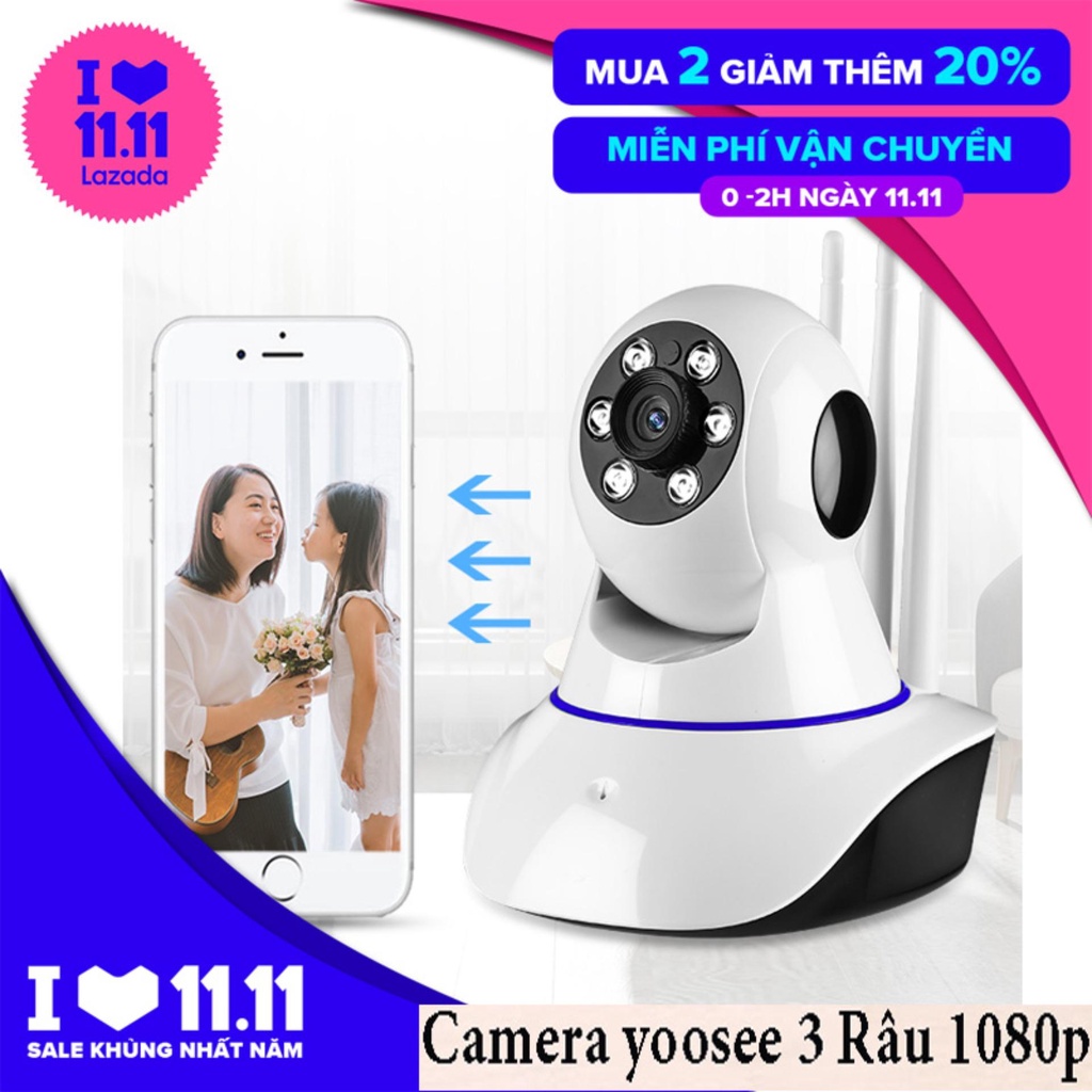 Camera yoosee ngoài trời, Camera Yoosee 3 Râu 1080P Thông Minh, Sắc Nét Full HD, 3 Râu  Cực Mạnh, ,