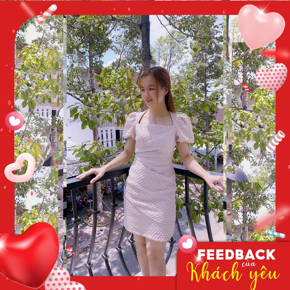 Đầm ôm nữ tay phồng ly sườn GUMAC màu kem trơn, ôm body sexy DB444 | BigBuy360 - bigbuy360.vn