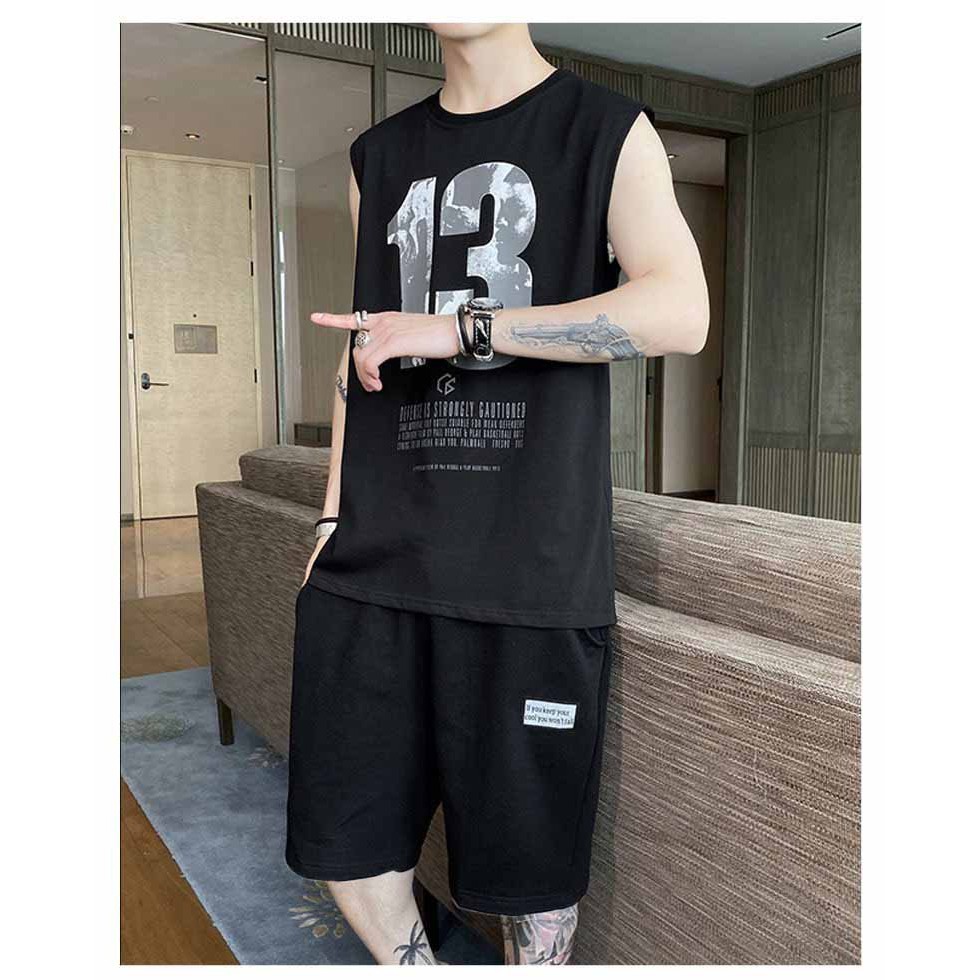Đồ tập gym ⚡️ MẪU MỚI ⚡️ Bộ Mặc Nhà Thể Thao Nam Nữ Mùa Hè Mát Mẻ 3 ba lỗ số 13 4 Màu nát nách