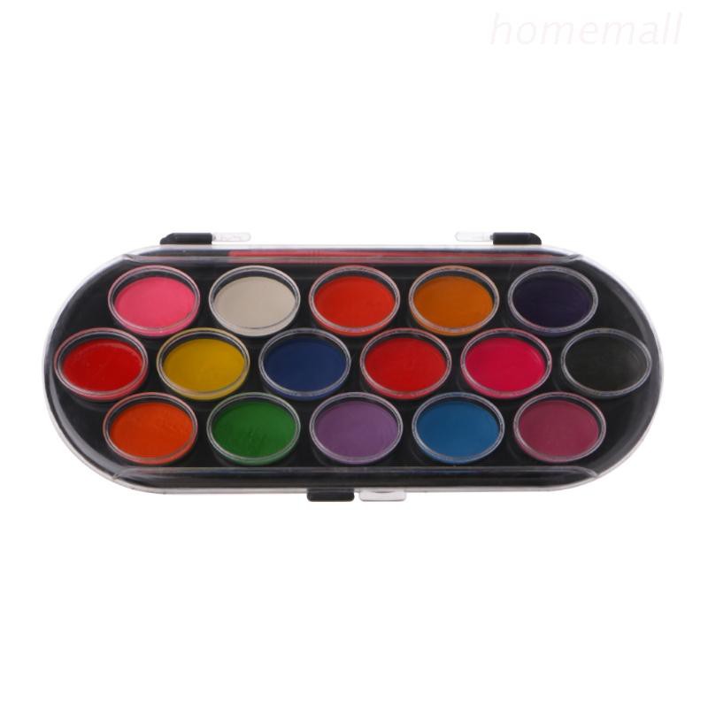 HO 16Pcs Watercolor Palette Brush Set Painting Tray Craft Drawing Art Mini Kid Gift