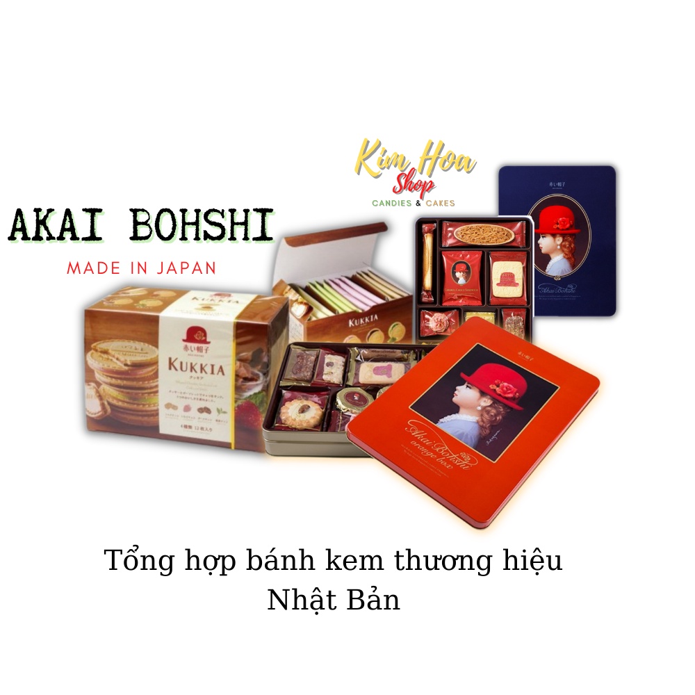 Tổng hợp bánh kem thương hiệu AKAI BOHSHI blue box & pink box red hat - MADE IN JAPAN