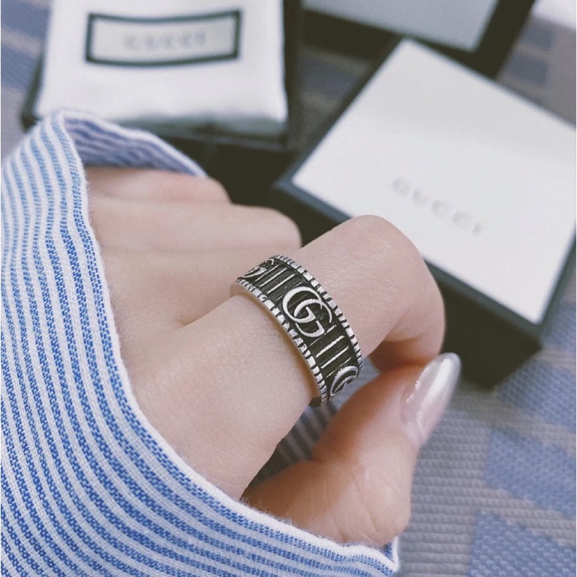 Nhẫn Đôi Chữ G Đôi Cổ Điển + Vòng Thép Titan + Nhẫn Cặp Đôi Làm Quà Tặng Valentine Cho Bạn Gái