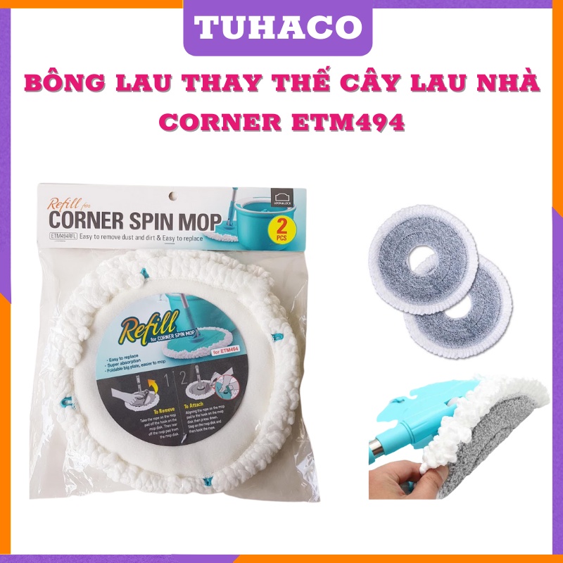 Bộ 2 bông lau thay thế của cây lau nhà Corner ETM494 và ETM 498