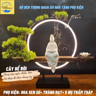 Bộ kệ Quan Âm kết hợp đèn Led , thác khói trầm hương đèn Led