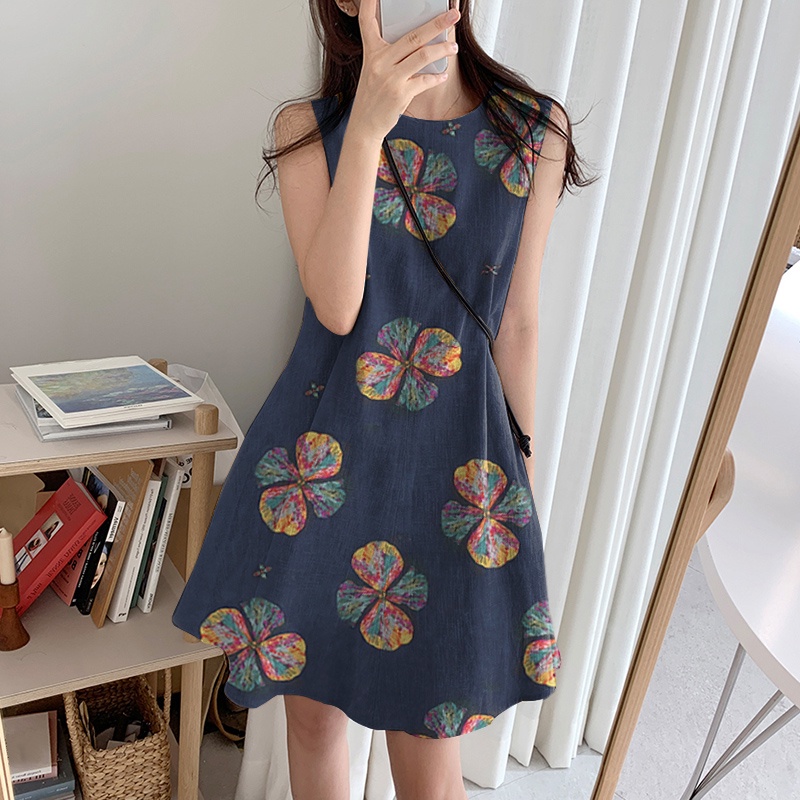 Đầm ngắn Zanzea không tay cổ tròn dáng rộng phong cách Hàn Quốc dễ phối đồ thời trang dành cho nữ