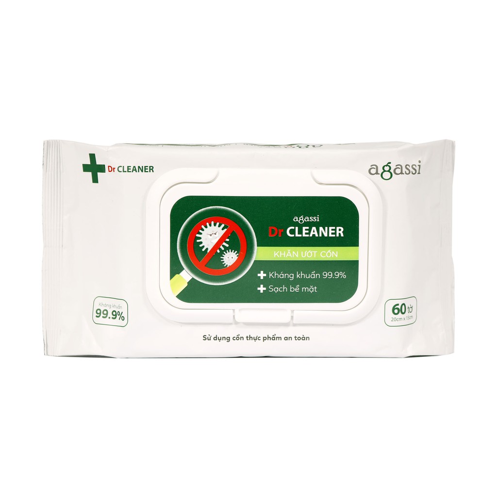 Combo 2 khăn ướt cồn Agassi Dr Cleaner 60 tờ