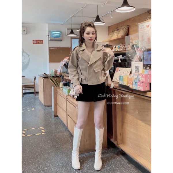 Áo Khoác Dạ Cổ Vest Có Khuy Cài