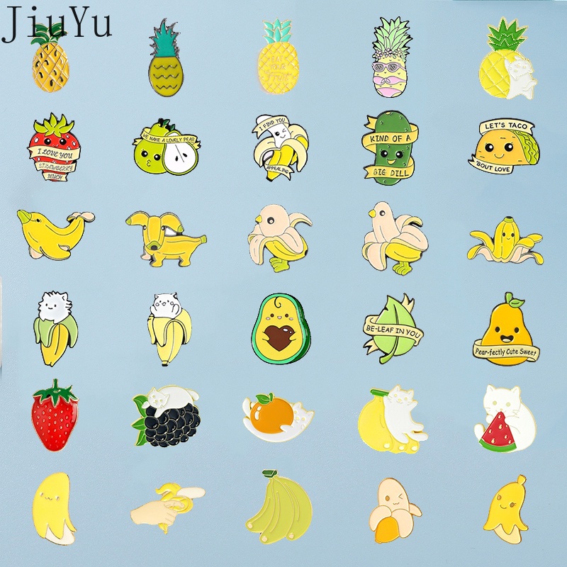 Ghim Cài Áo Kim Loại Tráng Men Hình Trái Cây Hoạt Hình Đáng Yêu