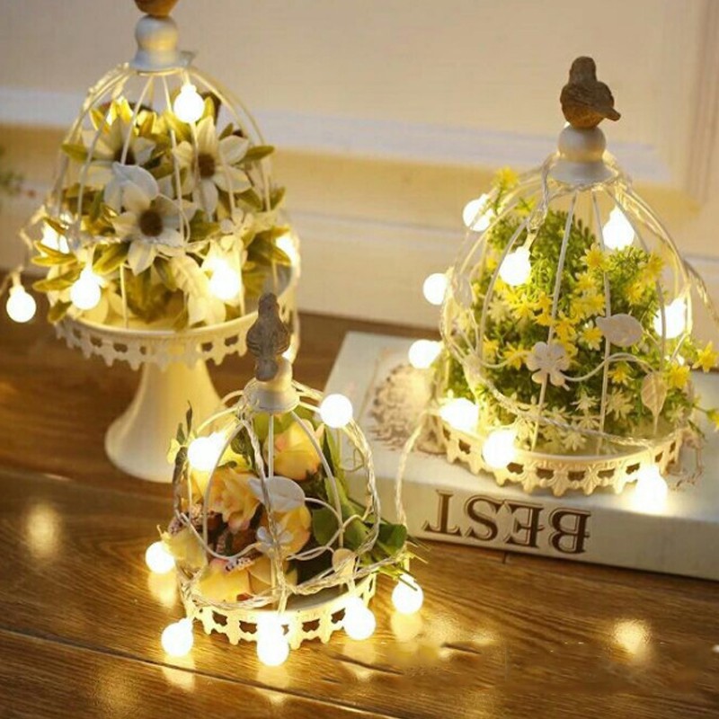 Dây đèn LED bóng tròn cherry ball màu vàng trang trí noel, lễ tết, cắm trại, 6m 40 bóng cắm nguồn USB