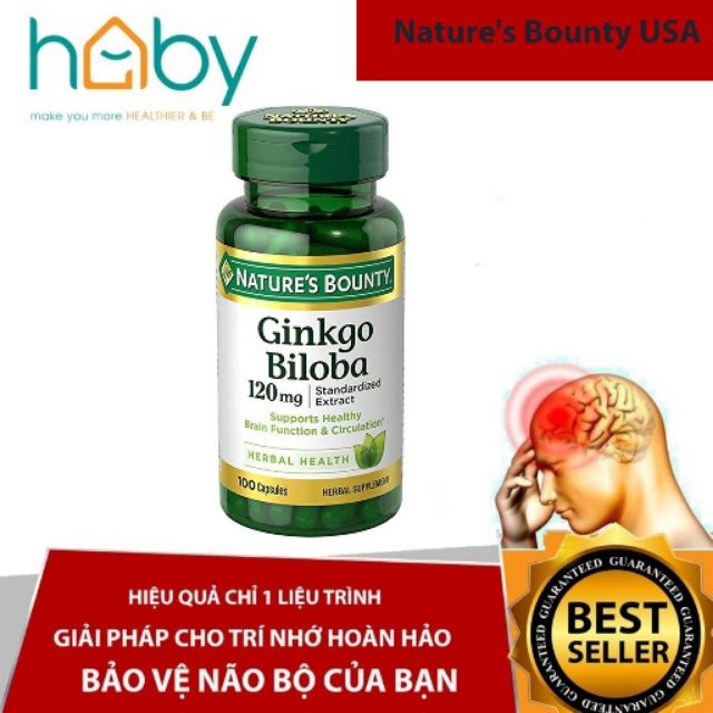 Viên uống bổ não Nature’s Bounty Ginkgo Biloba 120mg/60mg 100 Viên hoặc 200 viên